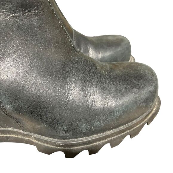 Sorel‎ Joan of Arctic Wedge III Chelsea Boots 6 Black Leather Lug Sole - Picture 2 of 8